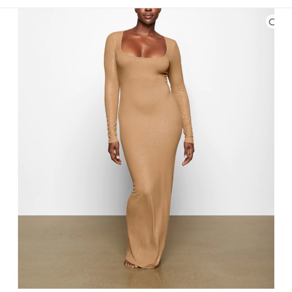 SKIMS Soft Lounge Shinmer Long Sleeve Dress